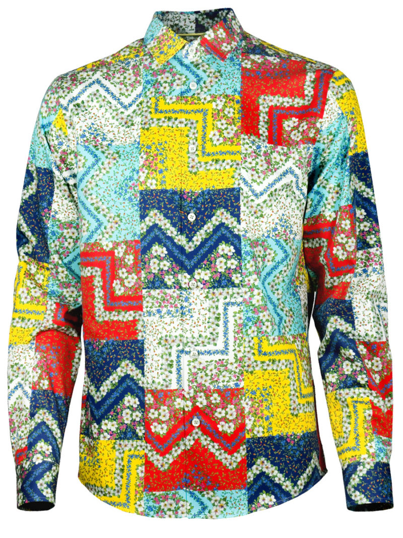 Farbenprächtige Herrenhemd Square Flowers - Paul von Alpen - colorful shirt
